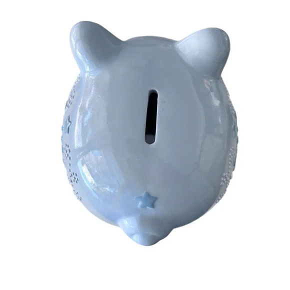 Little Star Blue Ceramic Piggy Bank With A Stopper Excellent Condition - Picture 8 of 8